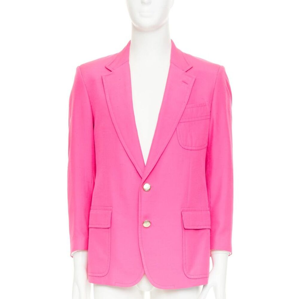 Etro silk magenta pink pocket flap single breasted blazer